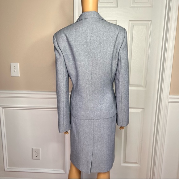 LE SUIT 2PC Light Gray  Polyester Lined Notch Collar Career Skirt Suit Size Ser - Picture 7 of 10